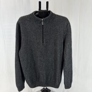 Merinomink NZ 3/4 Zip Neck Wool Sweater in Charcoal Gray Size: XL